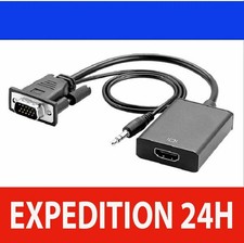 Adaptateur VGA vers HDMI Audio 1080P VGA Mâle vers HDMI Femelle avec cable Audio