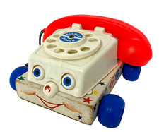 Vintage 1961 Fisher Price Jouet Tirer Mobile Yeux Téléphone #747 Fabriqué En USA