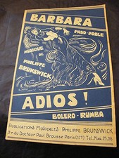 "Partition Barbara Philippe Brunswick Adios ! Bolero Rumba  Music Sheet"