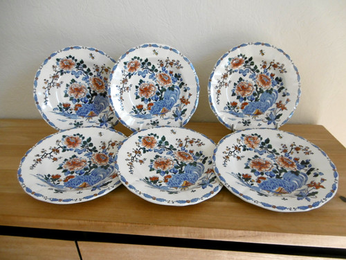 Six assiettes creuses faience - assiettes,