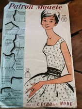 ANCIEN PATRON MODELE   -Vintage French ROBE PRINTEMPS ETE    T 44