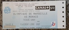 Olympique de Marseille/ Monaco. Janvier 1998. Billet ticket vintage OM 