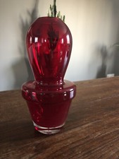 Vase soliflore Christian TORTU cristallerie verre Rouge