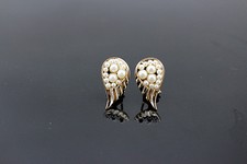 Boucles d'Oreilles Ailes d'Ange en Alliage serties de Perles d'imitation