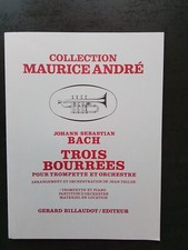 PARTITION -  JS BACH - Trois bourrées pour trompette et orchestre (réd piano)