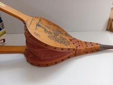 Ancien soufflet de cheminée en cuir vintage marron bon état