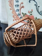 TRÈS ANCIEN PORTE BOUTEILLE DE TABLE- SERVITEUR DE TABLE -PANIER OSIER/ROTIN 