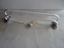 ANCIEN PORTE SERVIETTE VINTAGE NEUF BLANC ET LAITON CHROME