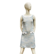 Chanel Light Blue Tweed Dress Size 38 fits 36 S
