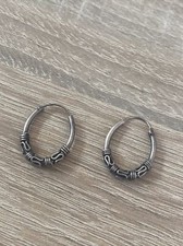 Ancienne Paire De Boucle D’oreille Dormeuse Argent Massif 925 Créole