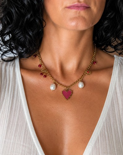 Collier pendentif cœur rouge