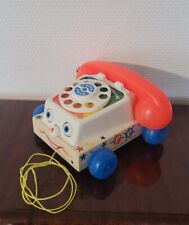 Vintage 1961 Téléphone à Tirer FISHER-PRICE Jouet Publicité Pub Orange Ancien