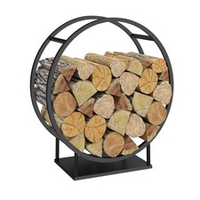 Range bûches rond 70 x 30 x 74 cm acier noir