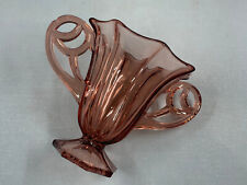 IMPOSANT VASE ANCIEN  VERRE ROSE STYLE COUPE A ANSES, H 20,5 cm largeur 28 cm