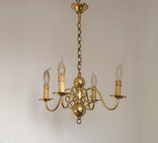 Lustre français vintage métal doré brillant 4 lumières style flamand 5549