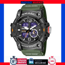 MONTRE HOMME MILITAIRE NUMERIQUE ANALOGIQUE ANTICHOC ETANCHE SPORT KAKI