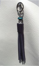 Porte clefs ou Bijou de Sac Pompon 100 % Cuir Souple VIOLET 20 cm 