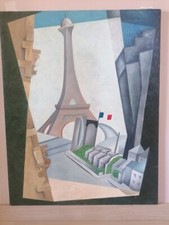peinture tableau   Paris La Tour Eiffel  cubisme  dim  73cm/92cm
