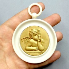 Angelot, Cherub, Cherubin. Antique Religious Pendant. Large Medal by Ruffony.