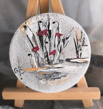 Magnet mini tableau -Coquelicot- Véritable toile peintre aimantée Art Abstrait 