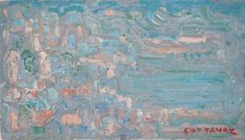 André COTTAVOZ : Baie en Méditerranée, Huile sur panneau signée