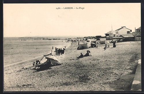 Cpa larmor plage animée - la,