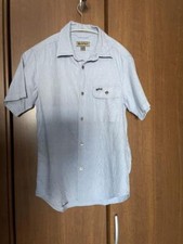 Nigel Cabourn Chemise Manche Courte Coton Bleu Taille 48 Utilisé De Japon