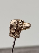 Ancienne Épingle À Cravate Animal Chien Plaqué Or FIX Avec Boîte 