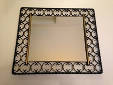 superbe Miroir rectangulaire en métal  Vintage époque Chaty vallauris An 50's  