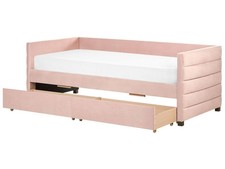Lit Gigogne Simple avec Deux Tiroirs 90 x 200 cm en Velours Rose Marray