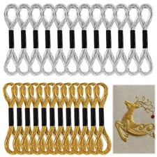 Anchor Lot de 24 fils à broder métalliques dorés - Fil en polyester - Fil à b...