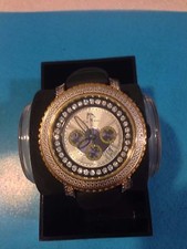 NEW TECHNO MASTER BLACK & WHITE DIAMOND WATCH TM-2108