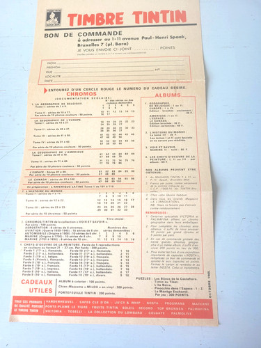 Tintin timbre cheque rare - tintin, bon