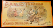 PLAQUE METAL SERIGRAPHIEE-BANJO TOBACCO DAVID DUNLOP9 USA  N°707/3