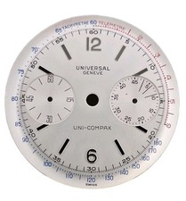 Universal Genève Uni-Compax Rare Original Vintage Dial Good condition NOS silver