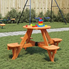 Table de Pique-nique pour 4 Enfants avec Trou de Parasol Rond Extérieur vidaXL