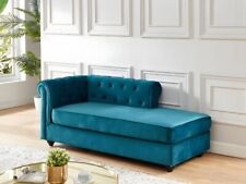 Précieuse méridienne Chesterfield en velours bleu