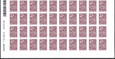 VARIETE N°3757bc 0,82€ LAMOUCHE NON DENTELE  40TIMBRES SANS PHOSPHORE COIN DATE