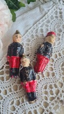 3 ANCIENS PETITS SOLDATS EN BOIS PAPIER PLATRE 19EME BON DUFOUR