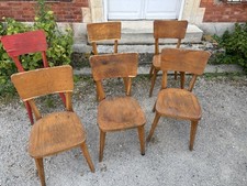 6 CHAISES BISTROT VINTAGE LUTERMA 1950 EN HETRE 50S BAR CAFE FRANCAIS
