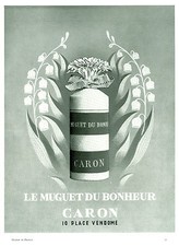 Publicité ancienne parfum Caron le muguet du bonheur 1957 issue de magazine