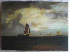 Huile sur toile école française du XXème signée marine
