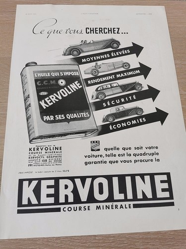 Kervoline 1934 huile moteur