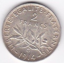 2 Francs Semeuse 1914 C Castelsarrasin, en Argent , Superbe, G.532, F.266/16