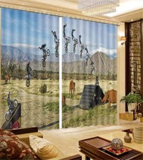 Course De Moto De Montagne 3D Rideau Blockout Photo Impression Rideaux Draper