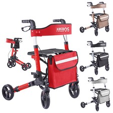 AREBOS Déambulateur 4 Roues Assise et dossier/max. 136 kg  Pliable/Rollator