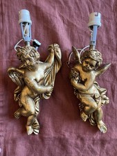 Paire d’appliques chérubins baroques doré Vintage