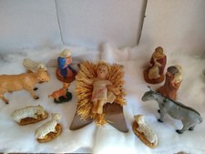 Lot de 8 anciens Santons DEVINEAU + Jésus +1 âne et 1 boeuf  haut Max 7 Cm... 