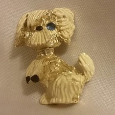 Vintage White Enamel Scottie