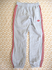 Pantalon Adidas Originals Gris rouge coton Homme Survetement Tracksuit - M